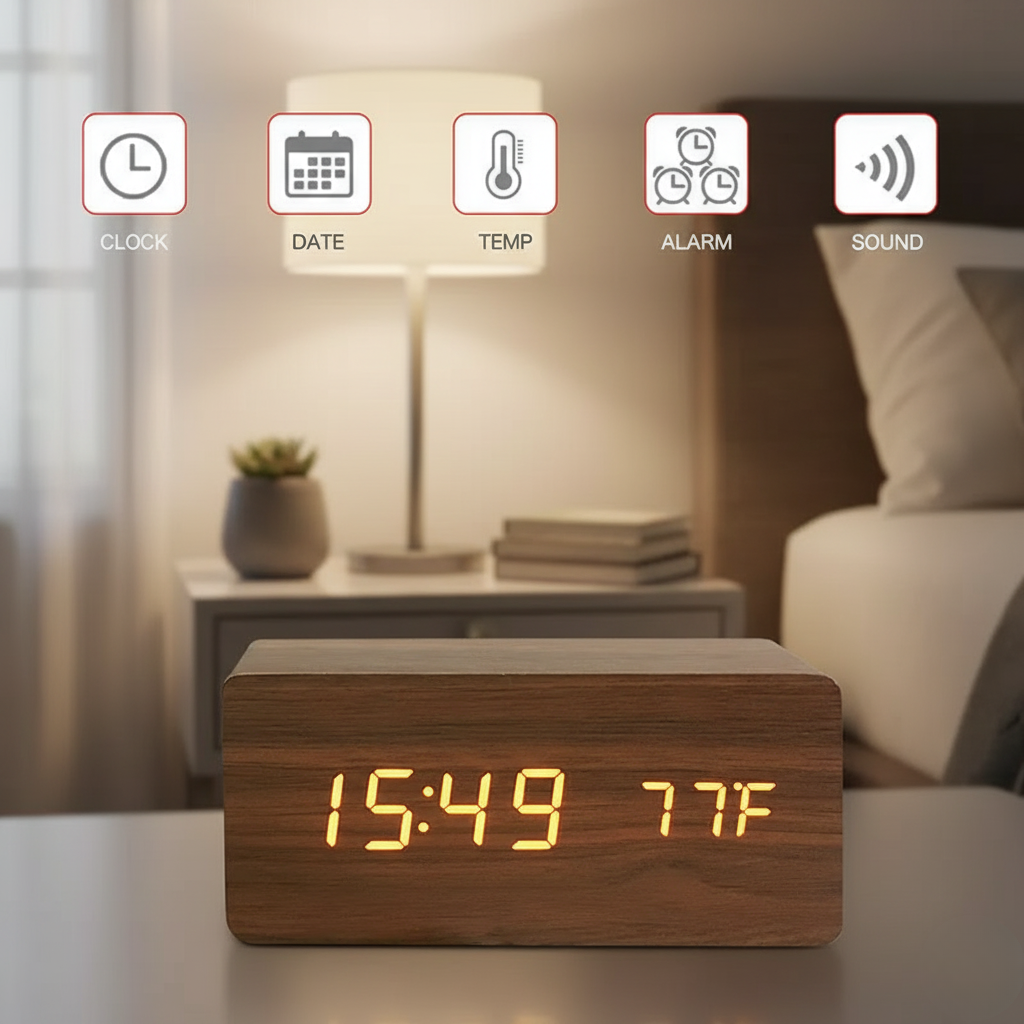 Smart Wooden Digital Clock