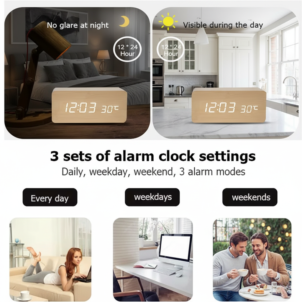 Smart Wooden Digital Clock