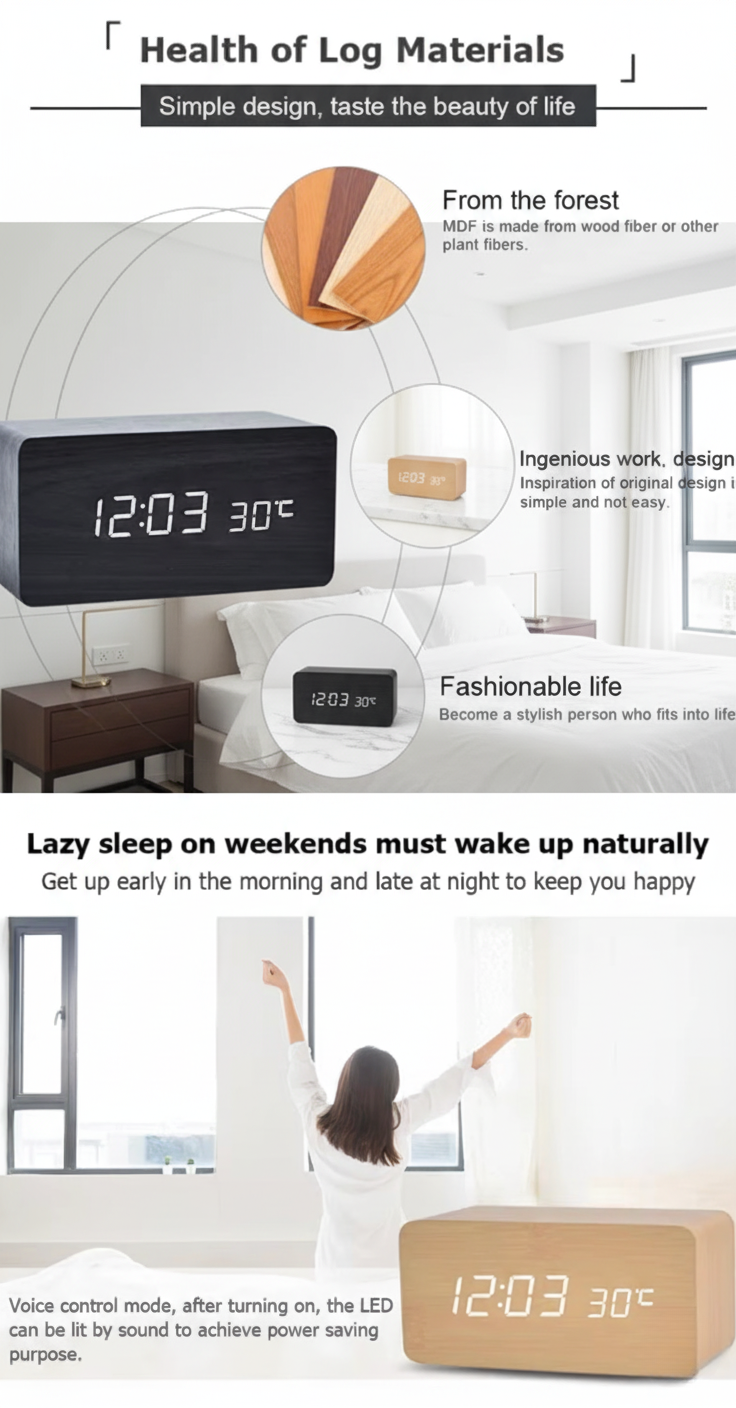 Smart Wooden Digital Clock