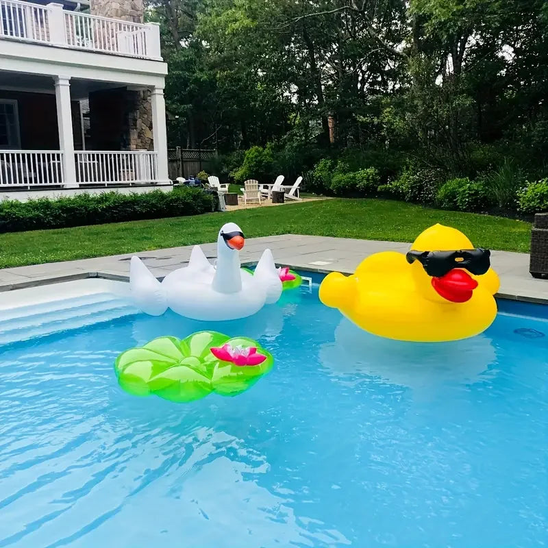 Thickened Swimming Pool Floating Bed Air Mattress Giant Duck Inflatable Pool Water Lounge Chair Suitable For Pool & Beach Party