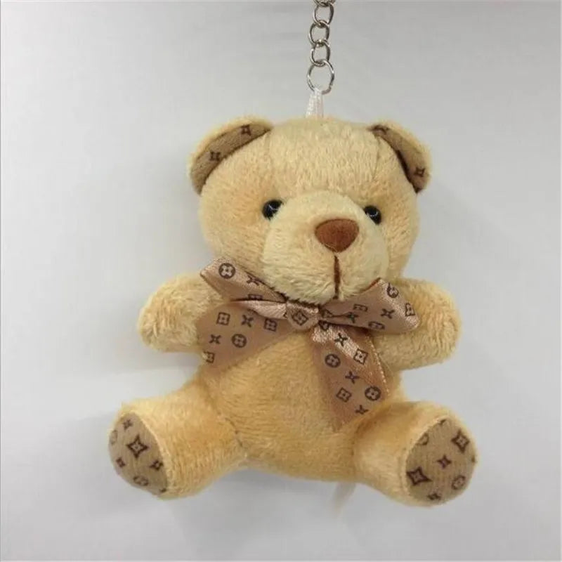 1PCS 10cm Plush Stuffed Bear with Bow Knotted Pendant Lovely 4 Colors Soft Toy Valentine's Day Gift for Children
