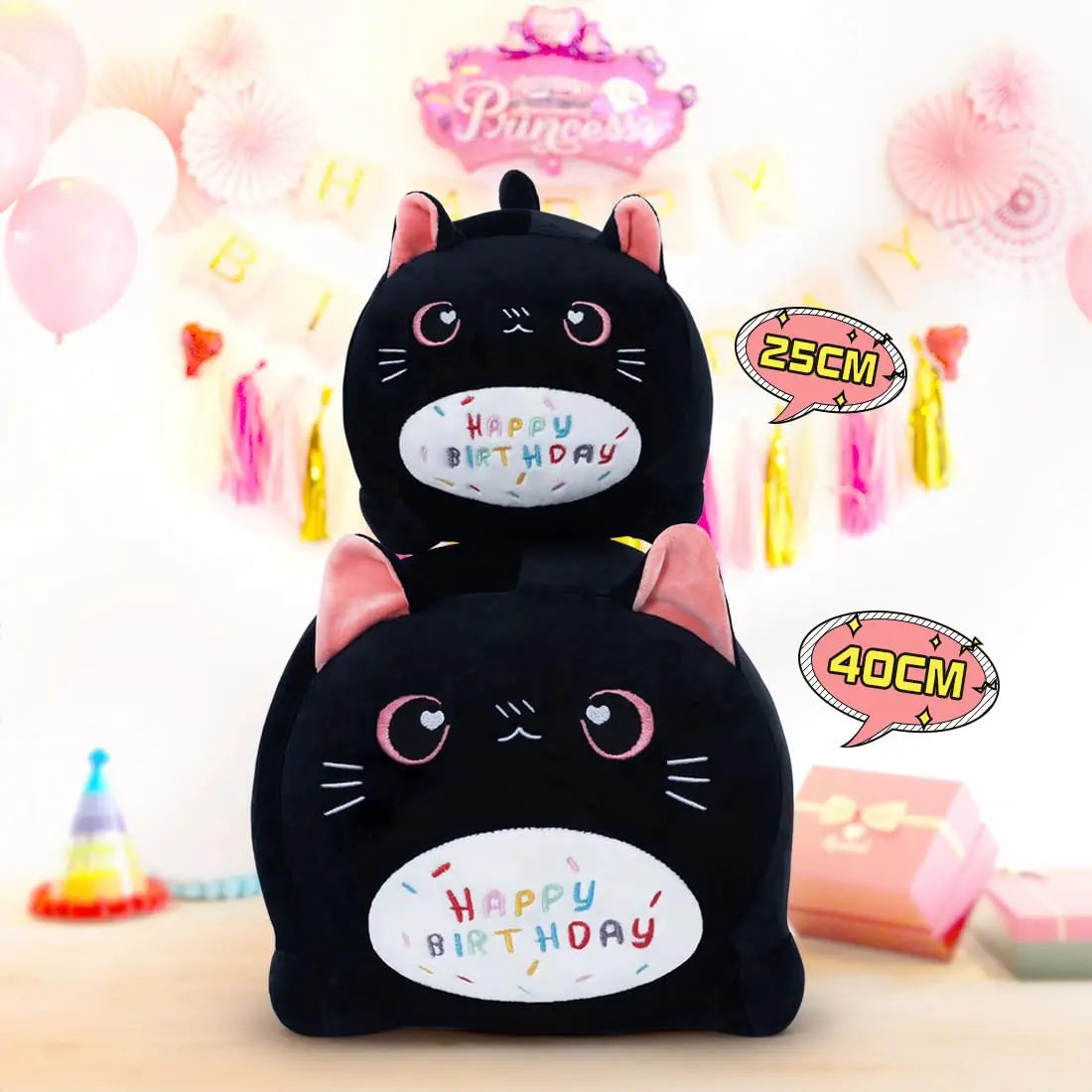 Personalized Pet Squishy Birthday Cat Black Stuffed Animal Soft Plush Toy Pillow for Children