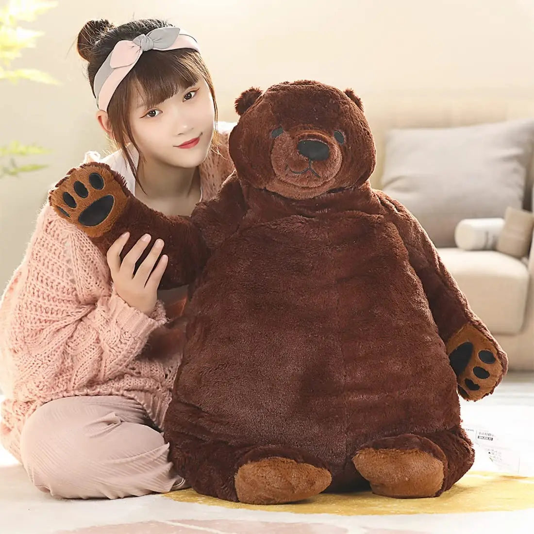 Huge Black White Brown Bear Soft Giant Stuffed Bear Toy Polyester with PP Cotton Filling Plush Gifts for Parties