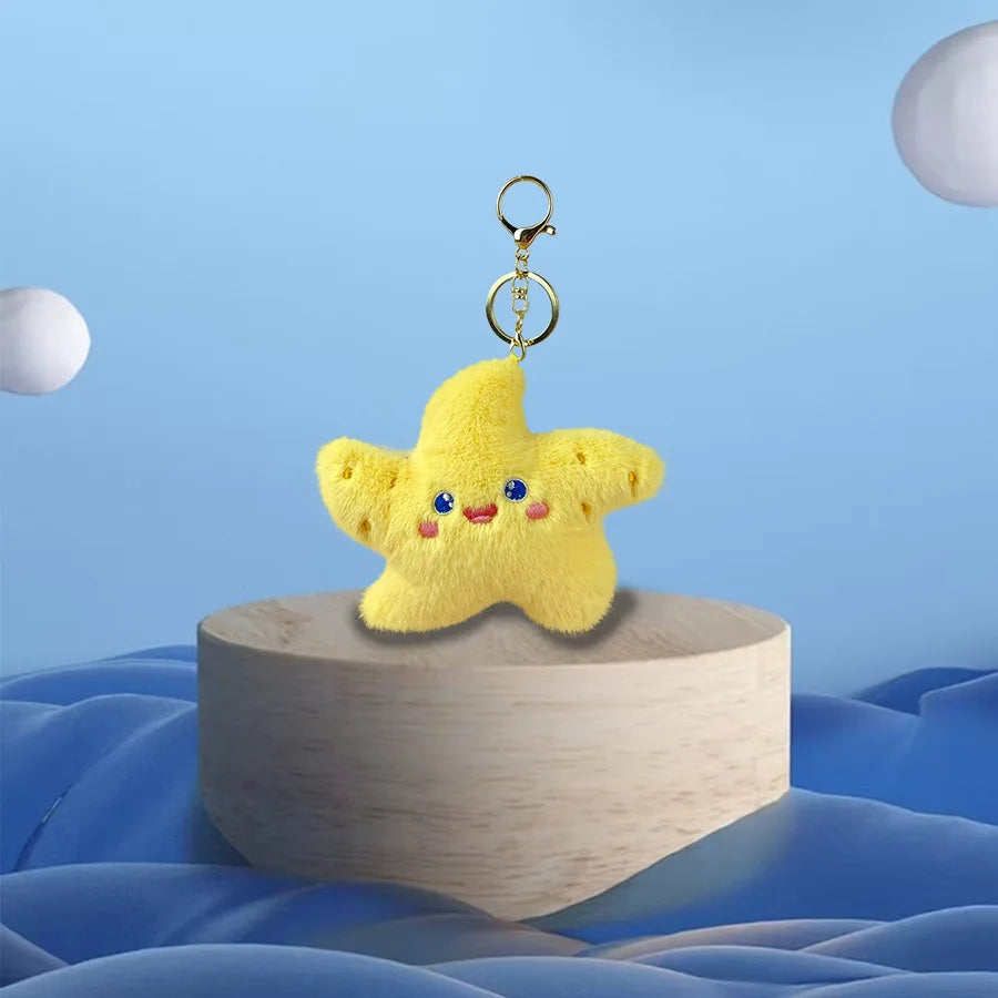Cute Cartoon Ocean Small Animals Stuffed Plush Pendant Keychain Shark Dolphin Octopus Doll Toy Merlocool 10cm PP Cotton Padding