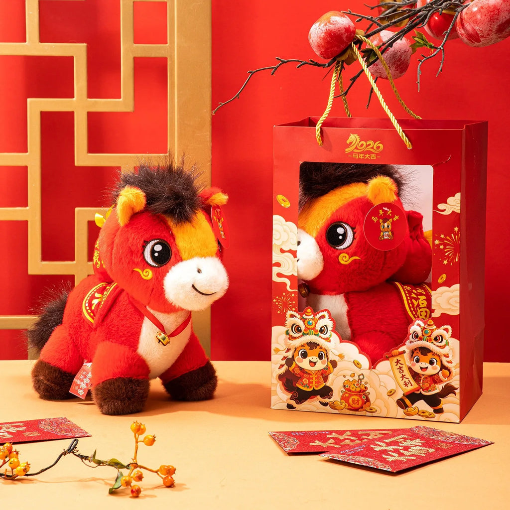 2026 Horse Mascot Figurines Plush Toys Chinese Zodiac Horse Dolls Pillow Kids Holiday Gift Wholesale Claw Machine Toy