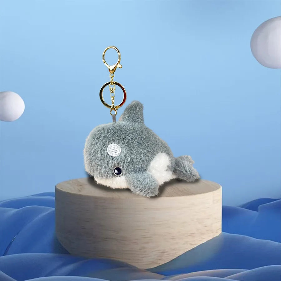 Cute Cartoon Ocean Small Animals Stuffed Plush Pendant Keychain Shark Dolphin Octopus Doll Toy Merlocool 10cm PP Cotton Padding