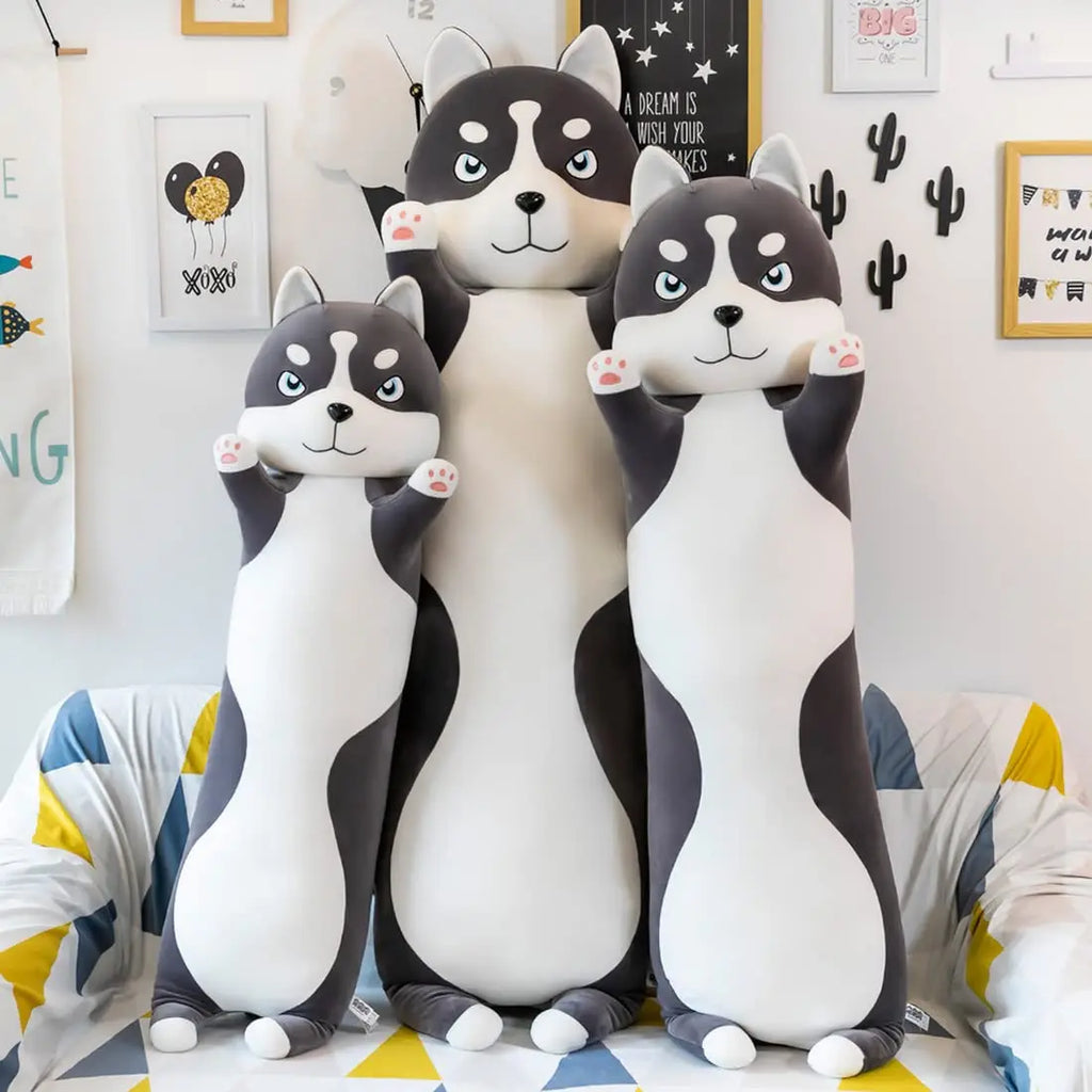 Free Shipping Factory Price Cute Long Husky Plush Throw Pillow Soft Husky Stuffed Animal Pillow for Kids Girls Girlfriend