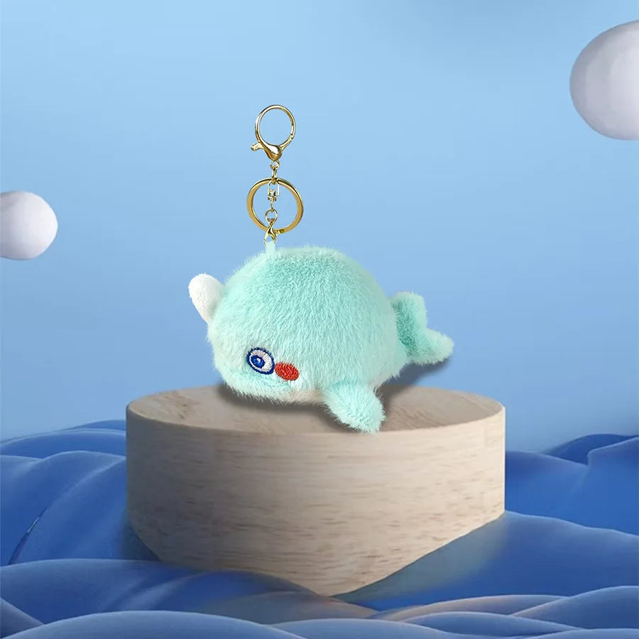 Cute Cartoon Ocean Small Animals Stuffed Plush Pendant Keychain Shark Dolphin Octopus Doll Toy Merlocool 10cm PP Cotton Padding