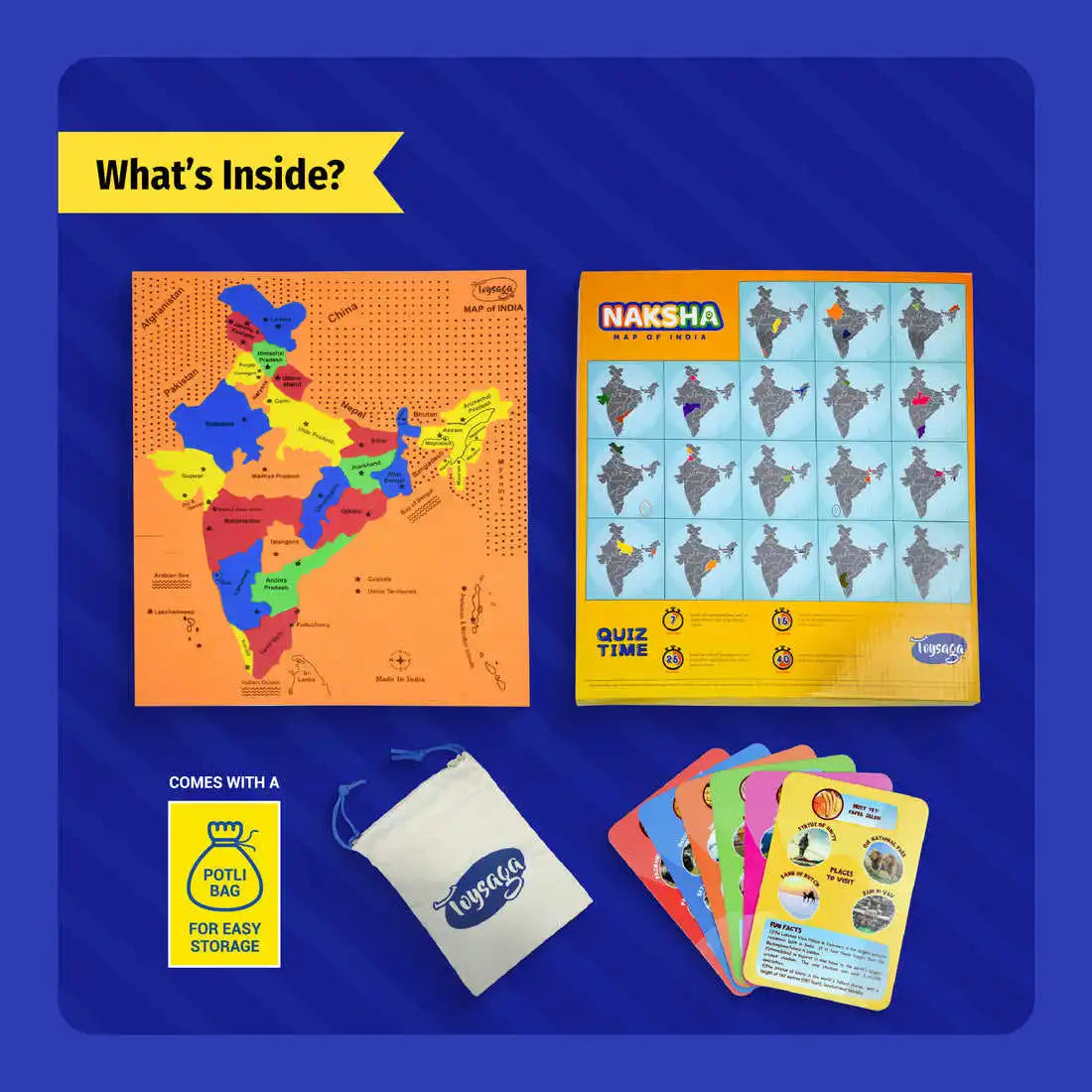 Toysaga Naksha Foam Puzzle Map Of India 24 Pieces Educational Jigsaw For Kids 3+ With Storage Bag