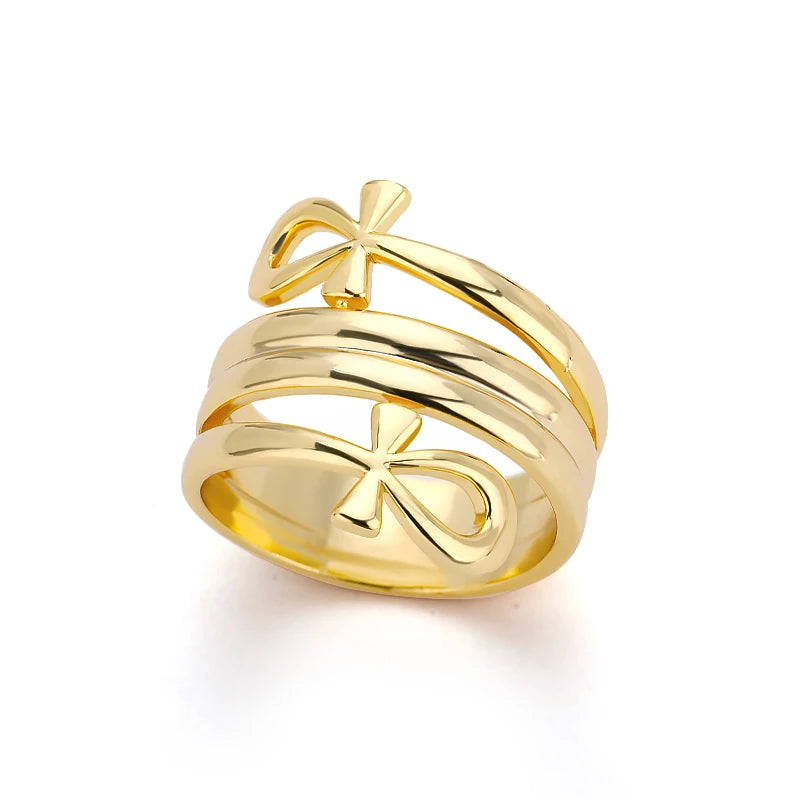 Cross Egyptian Ankh Life Symbol Ring For Women Men Stainless Steel Gold Color Animal Snake Couple Rings Finger Punk Goth Jewelry