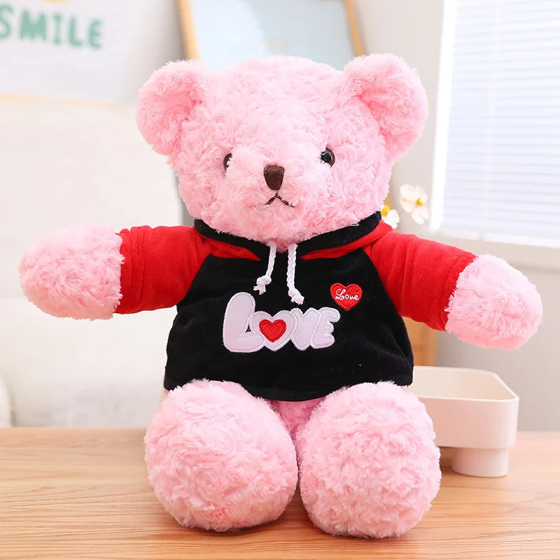 Unisex Custom Made Teddy Bear Hoodie Soft Stuffed Animals with PP Filling Plush Cotton Material Washed Teddy Bear Gift for Party