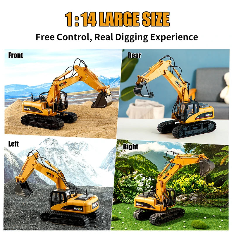 HUINA 1535 2.4G 1/14 15 Channel Alloy RC Truck Remote Control Excavator Engineering Car Rc Hobby Toys