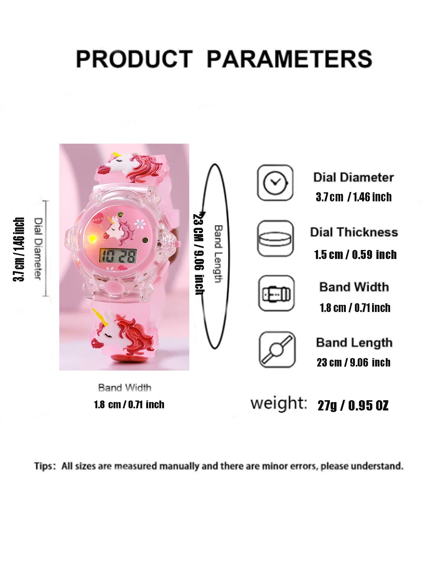 USA Stock Light Luminous Children Toy Watches 3D Unicorn Colorful for Boys Girls Clock Holiday Birthday Gift 7-9 Days Delivery