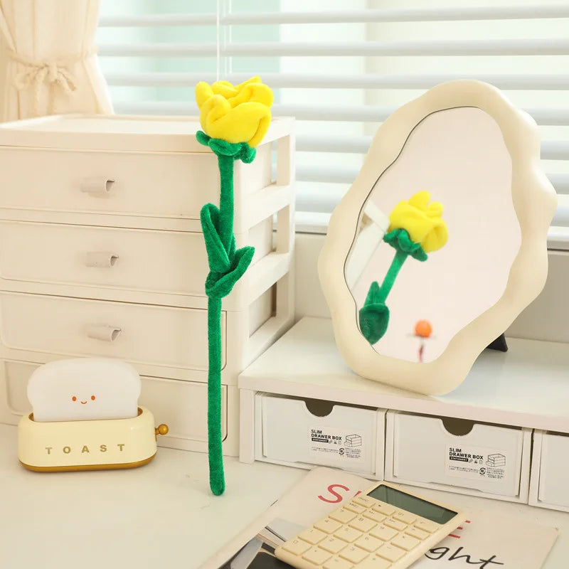 MERLOCOOL Colorful Simulation Smiling Sunflower Rose Plush Toy Plants Fabric Flower Bouquet Curtain Party Home Decoration PP