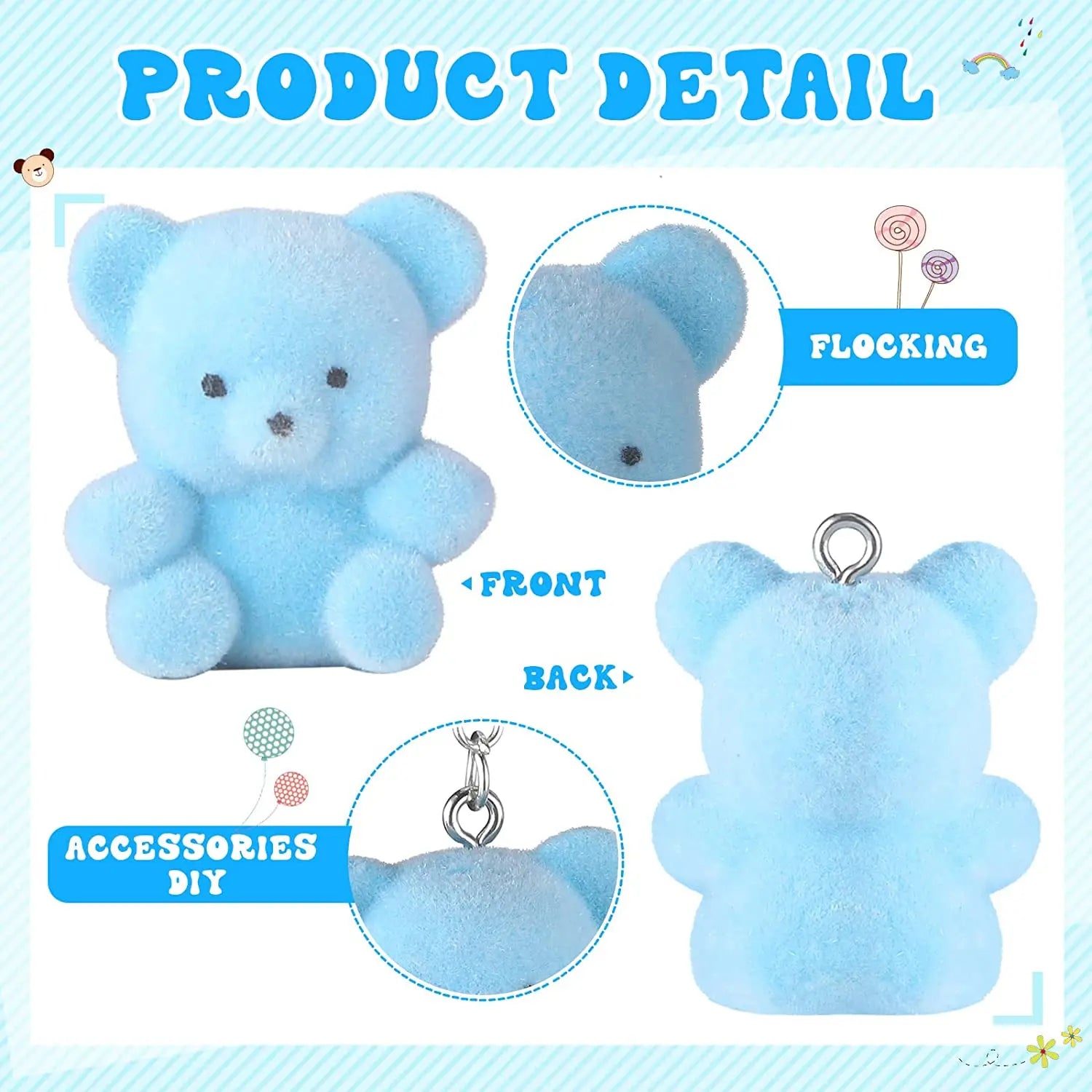 Custom 24 Pcs Miniature Flocked  Mini Bears Stuffed Bear Decorations for Birthday Baby Shower Cake Wedding Decorations Party