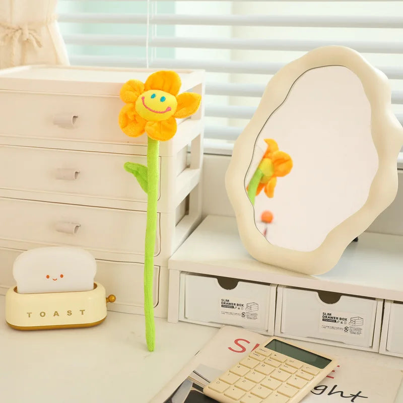 MERLOCOOL Colorful Simulation Smiling Sunflower Rose Plush Toy Plants Fabric Flower Bouquet Curtain Party Home Decoration PP