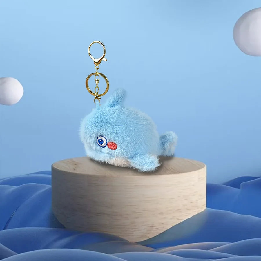 Cute Cartoon Ocean Small Animals Stuffed Plush Pendant Keychain Shark Dolphin Octopus Doll Toy Merlocool 10cm PP Cotton Padding