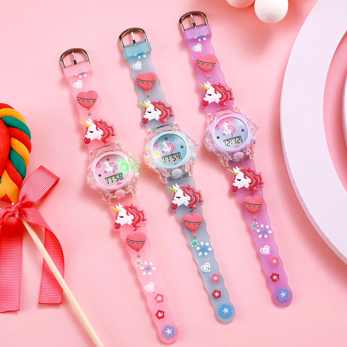 USA Stock Light Luminous Children Toy Watches 3D Unicorn Colorful for Boys Girls Clock Holiday Birthday Gift 7-9 Days Delivery