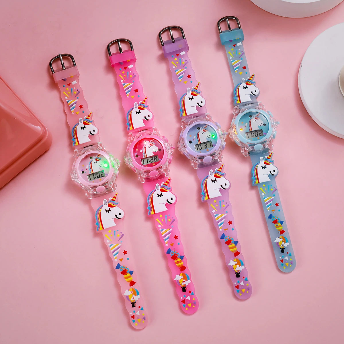 USA Stock Hot Sell Cute 3D Unicorn Light Children Toy Watch Flashing Glowing Boys Girls Colorful Birthday Gift 7-9 Days Delivery