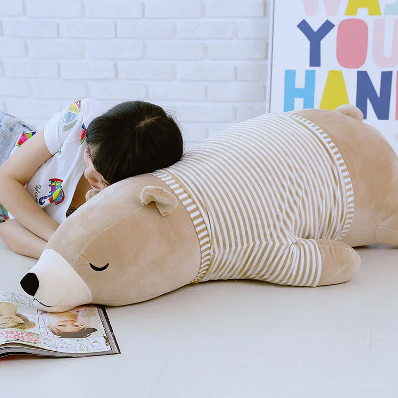 30-110CM Kawaii Dressed Polar Bear Stuffed Animals Big Size Super Soft Animal Cushion Sleeping Pillow Plush Toy Kid