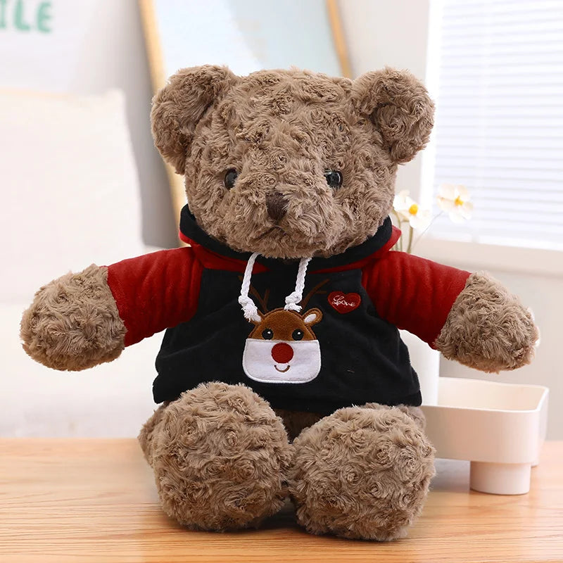 Unisex Custom Made Teddy Bear Hoodie Soft Stuffed Animals with PP Filling Plush Cotton Material Washed Teddy Bear Gift for Party