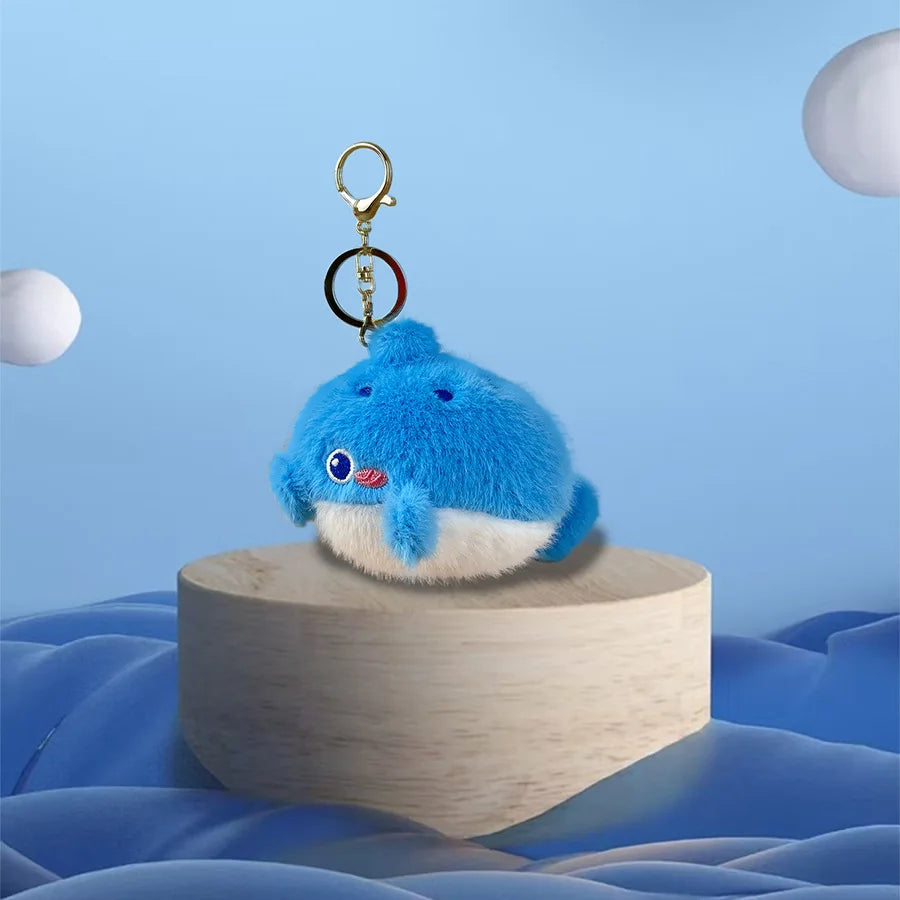 Cute Cartoon Ocean Small Animals Stuffed Plush Pendant Keychain Shark Dolphin Octopus Doll Toy Merlocool 10cm PP Cotton Padding