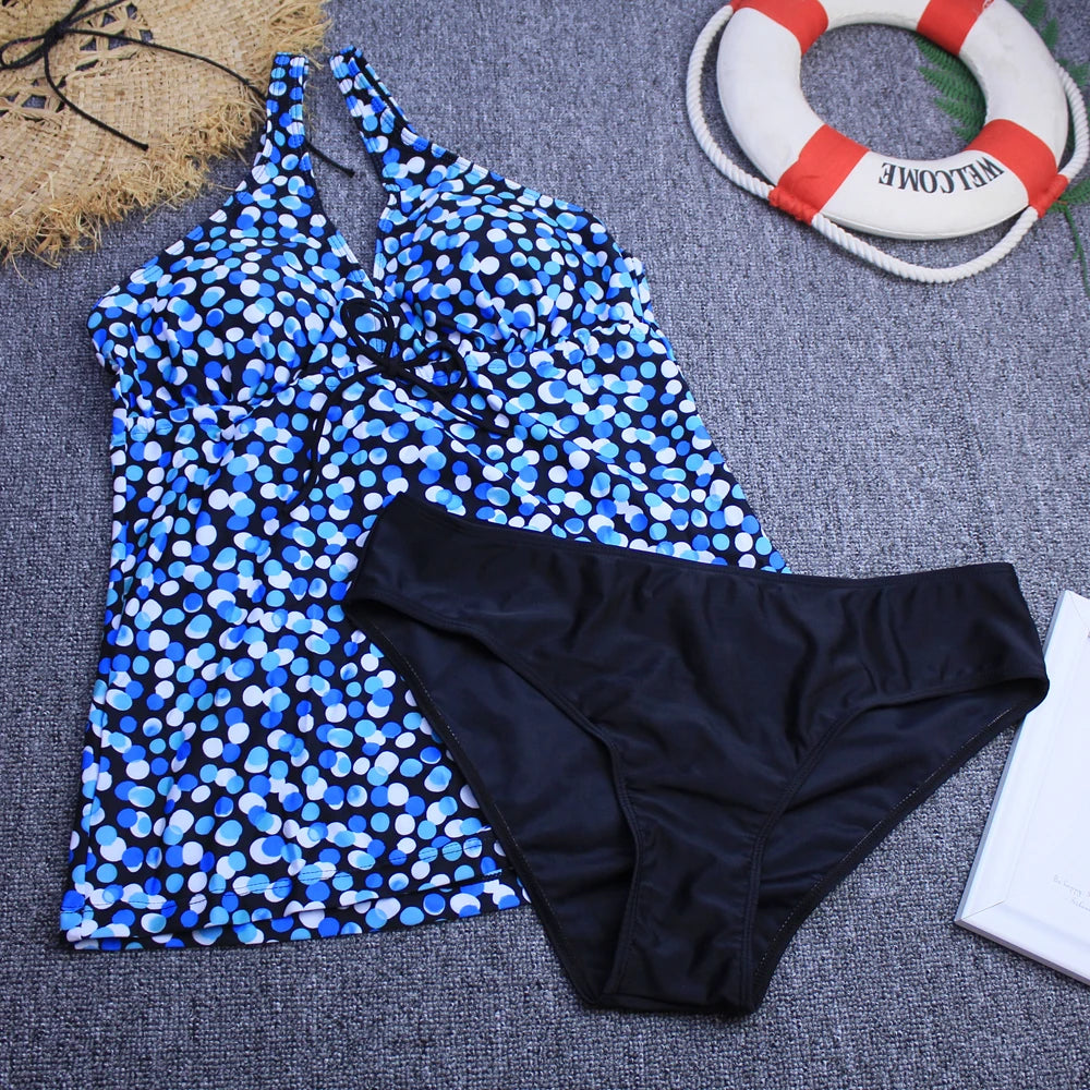 Tankini 2024 Women Swimsuits Two Piece Bikini Set Brazilian Swimwear Vintage Padded Bathing Suit Female Beachwear Plus Size 3XL