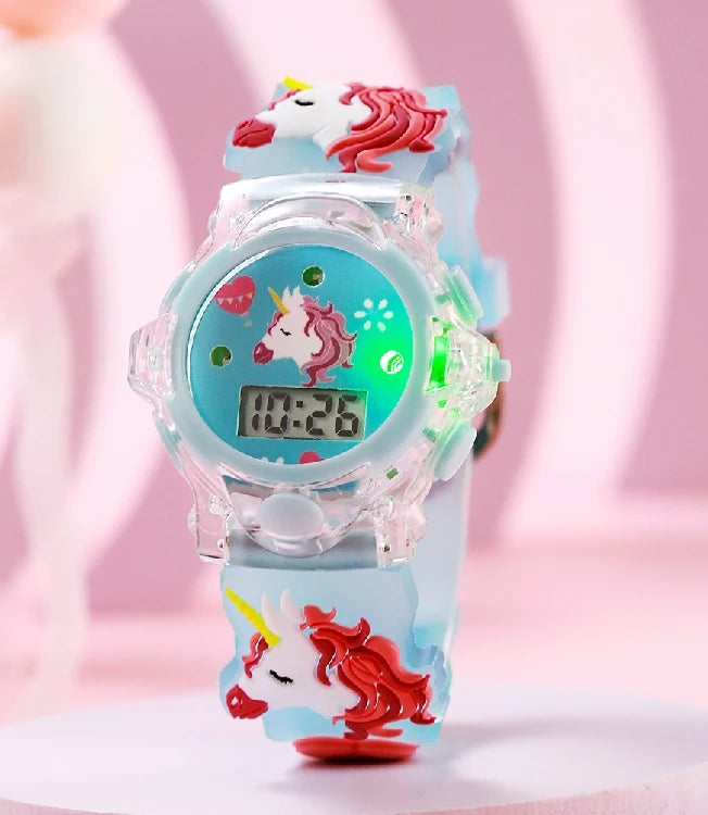 USA Stock Light Luminous Children Toy Watches 3D Unicorn Colorful for Boys Girls Clock Holiday Birthday Gift 7-9 Days Delivery