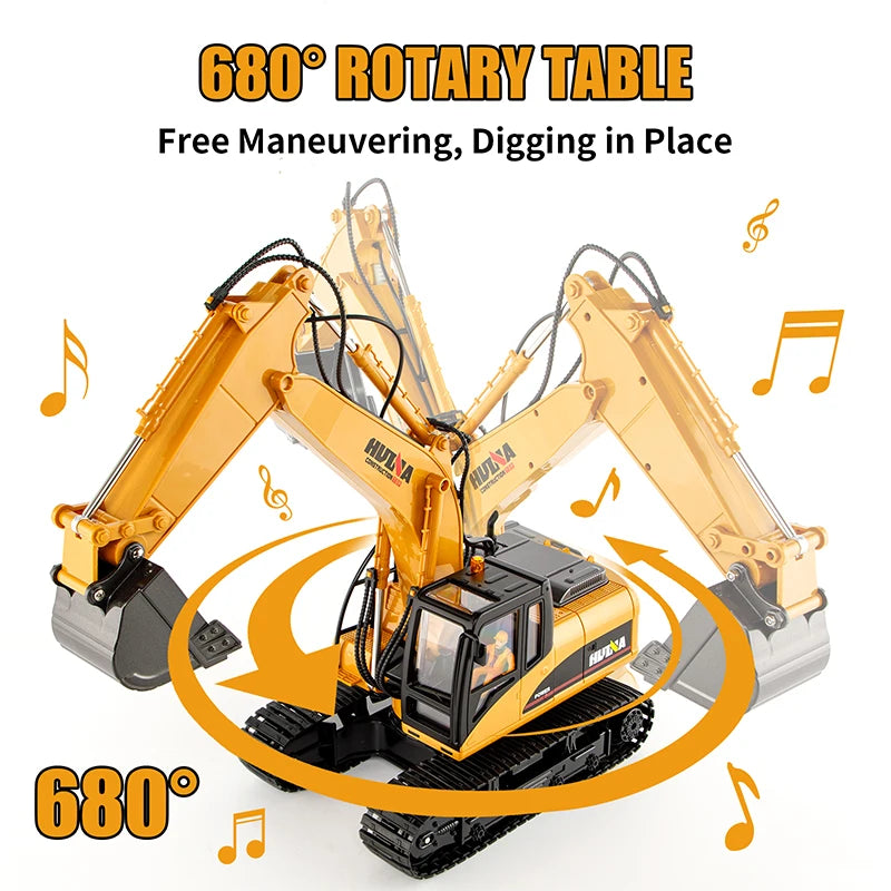 HUINA 1535 2.4G 1/14 15 Channel Alloy RC Truck Remote Control Excavator Engineering Car Rc Hobby Toys