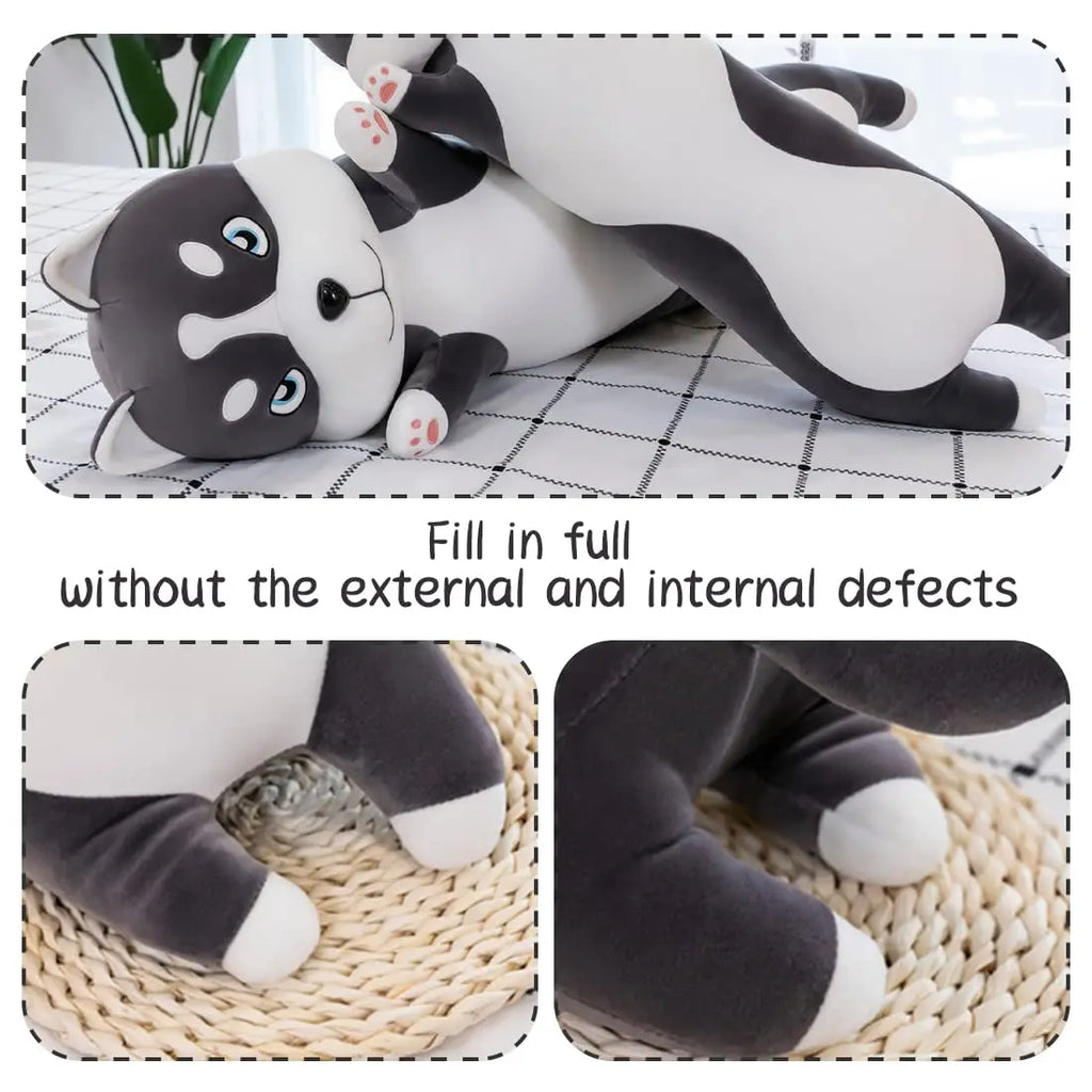 Free Shipping Factory Price Cute Long Husky Plush Throw Pillow Soft Husky Stuffed Animal Pillow for Kids Girls Girlfriend