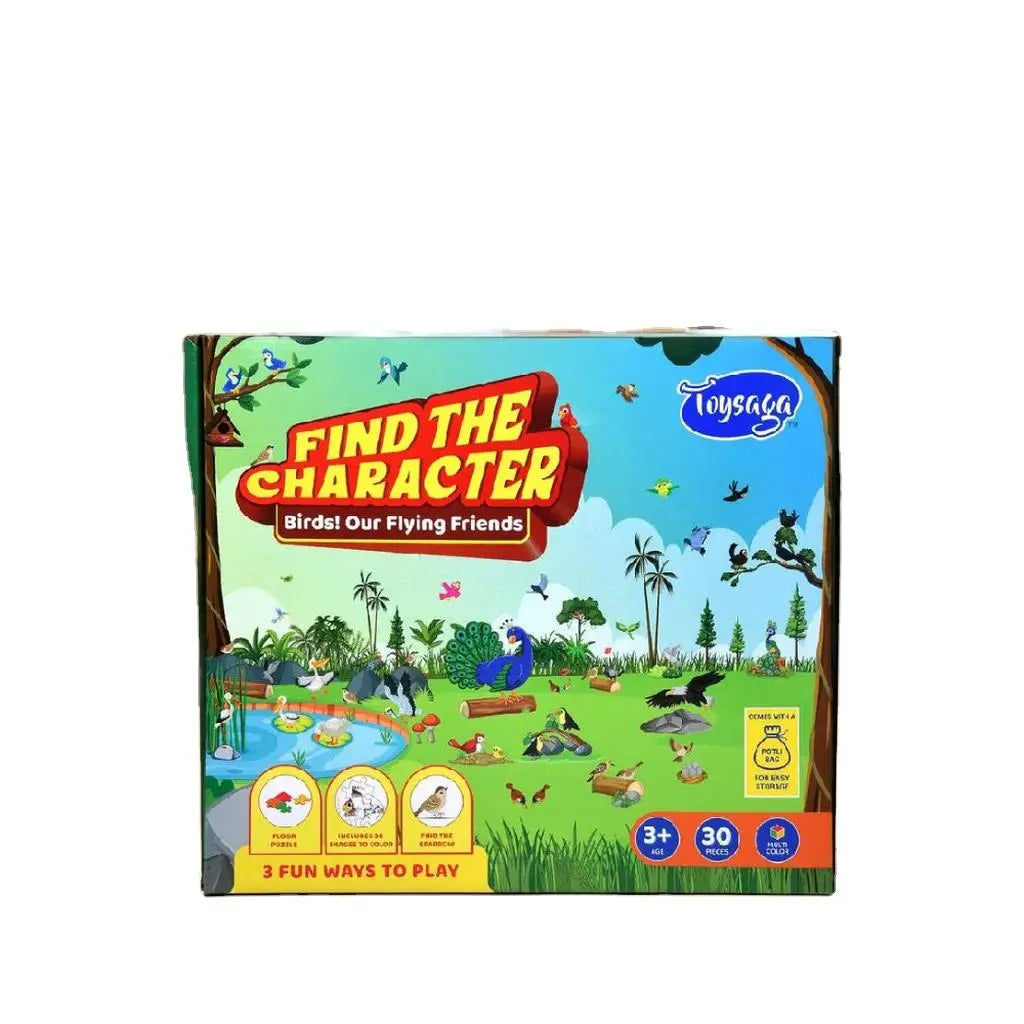 Find the Character Birds Educational Cardboard Jigsaw Puzzle Game for Kids 30-Piece Learning Toy by Toysaga