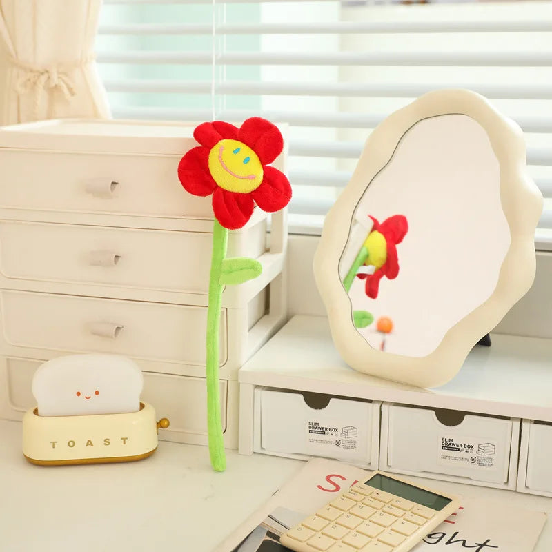 MERLOCOOL Colorful Simulation Smiling Sunflower Rose Plush Toy Plants Fabric Flower Bouquet Curtain Party Home Decoration PP