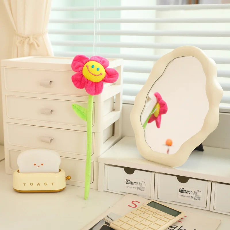 MERLOCOOL Colorful Simulation Smiling Sunflower Rose Plush Toy Plants Fabric Flower Bouquet Curtain Party Home Decoration PP