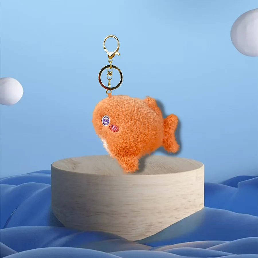 Cute Cartoon Ocean Small Animals Stuffed Plush Pendant Keychain Shark Dolphin Octopus Doll Toy Merlocool 10cm PP Cotton Padding