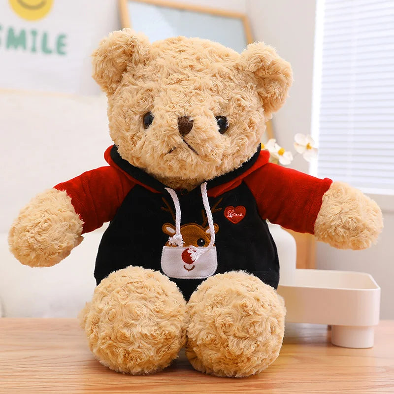 Unisex Custom Made Teddy Bear Hoodie Soft Stuffed Animals with PP Filling Plush Cotton Material Washed Teddy Bear Gift for Party