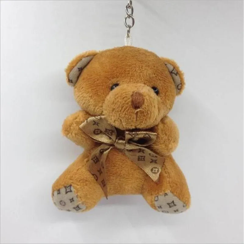 1PCS 10cm Plush Stuffed Bear with Bow Knotted Pendant Lovely 4 Colors Soft Toy Valentine's Day Gift for Children