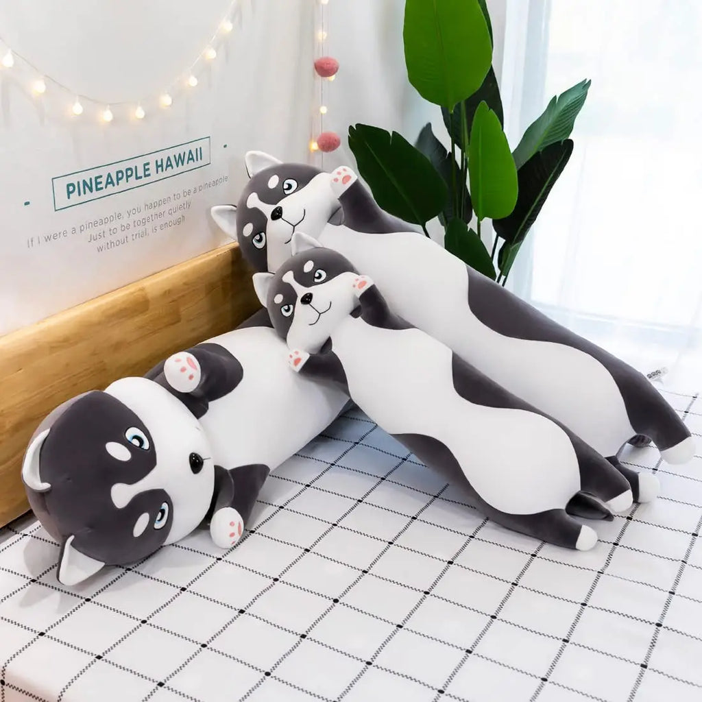 Free Shipping Factory Price Cute Long Husky Plush Throw Pillow Soft Husky Stuffed Animal Pillow for Kids Girls Girlfriend