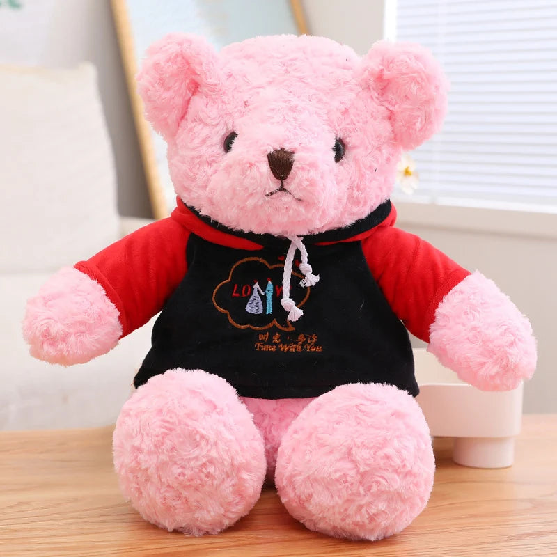 Unisex Custom Made Teddy Bear Hoodie Soft Stuffed Animals with PP Filling Plush Cotton Material Washed Teddy Bear Gift for Party