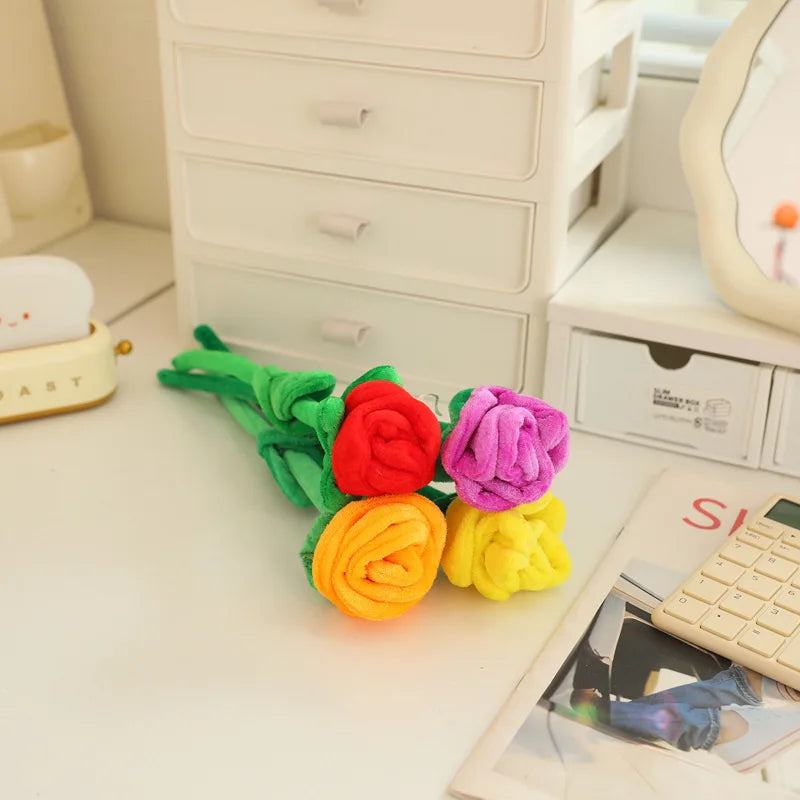 MERLOCOOL Colorful Simulation Smiling Sunflower Rose Plush Toy Plants Fabric Flower Bouquet Curtain Party Home Decoration PP