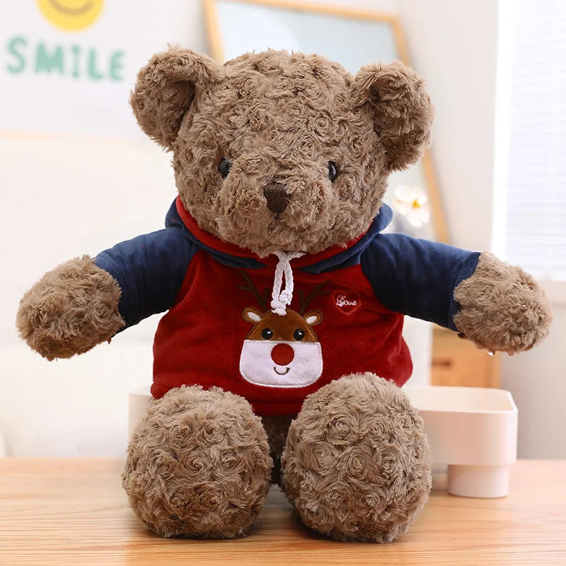 Unisex Custom Made Teddy Bear Hoodie Soft Stuffed Animals with PP Filling Plush Cotton Material Washed Teddy Bear Gift for Party