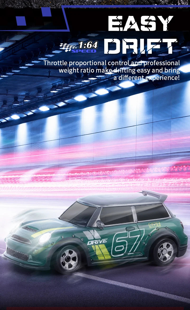 KF33 RC Drift Car 1/64 RC Racing Car Remote Control Vehicles 2.4G High Speed RC Cars Christmas Toys Gifts for Kids Adults