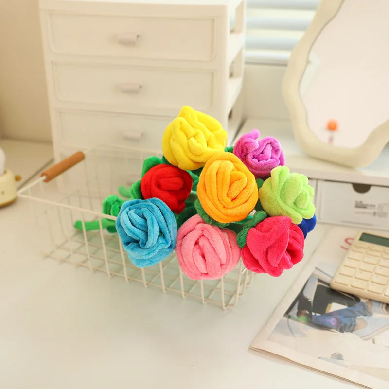 MERLOCOOL Colorful Simulation Smiling Sunflower Rose Plush Toy Plants Fabric Flower Bouquet Curtain Party Home Decoration PP
