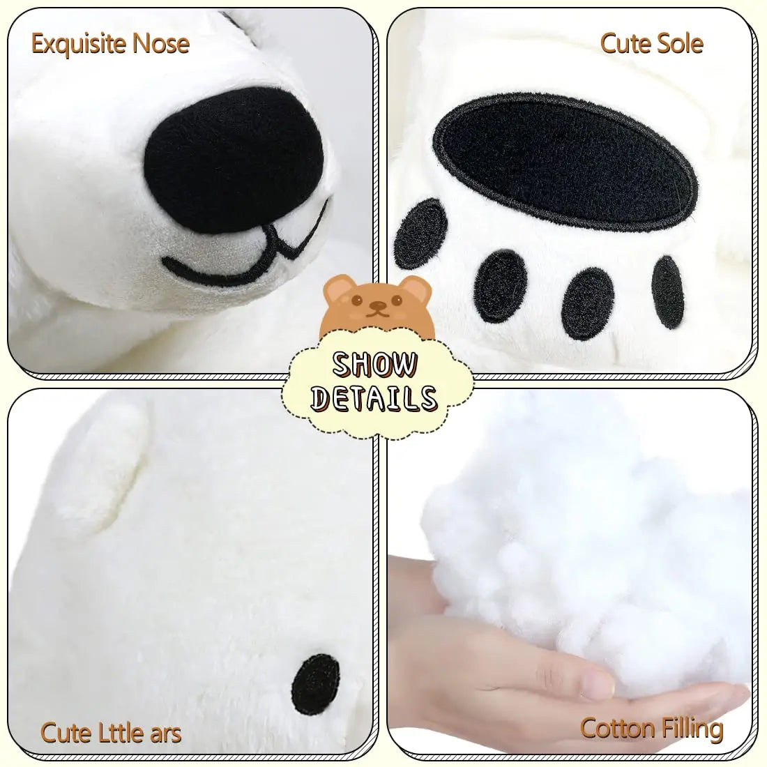 Huge Black White Brown Bear Soft Giant Stuffed Bear Toy Polyester with PP Cotton Filling Plush Gifts for Parties