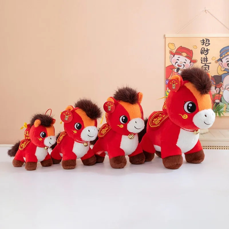 2026 Horse Mascot Figurines Plush Toys Chinese Zodiac Horse Dolls Pillow Kids Holiday Gift Wholesale Claw Machine Toy