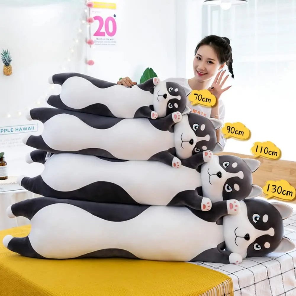 Free Shipping Factory Price Cute Long Husky Plush Throw Pillow Soft Husky Stuffed Animal Pillow for Kids Girls Girlfriend