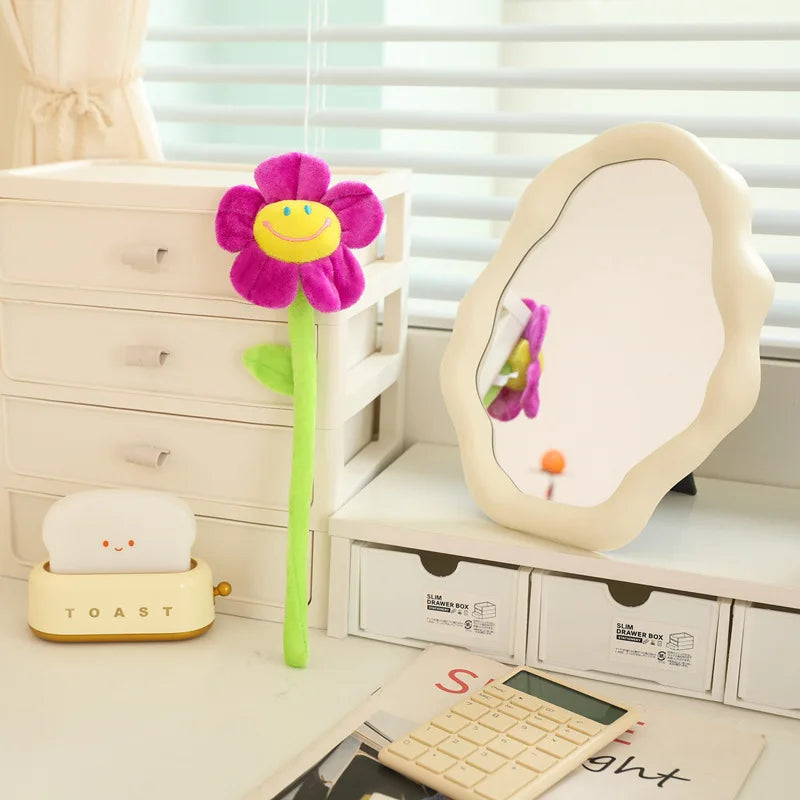 MERLOCOOL Colorful Simulation Smiling Sunflower Rose Plush Toy Plants Fabric Flower Bouquet Curtain Party Home Decoration PP