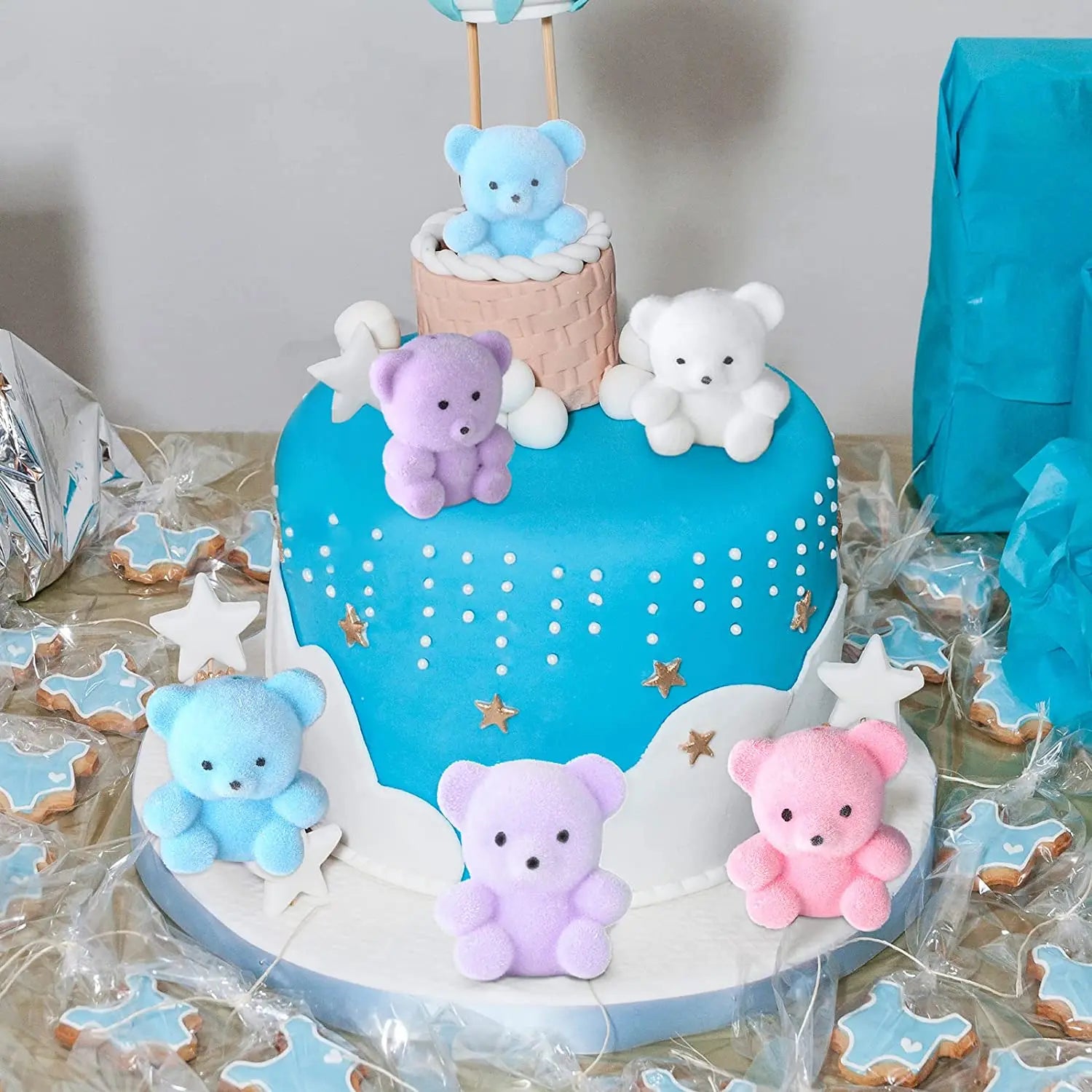 Custom 24 Pcs Miniature Flocked  Mini Bears Stuffed Bear Decorations for Birthday Baby Shower Cake Wedding Decorations Party