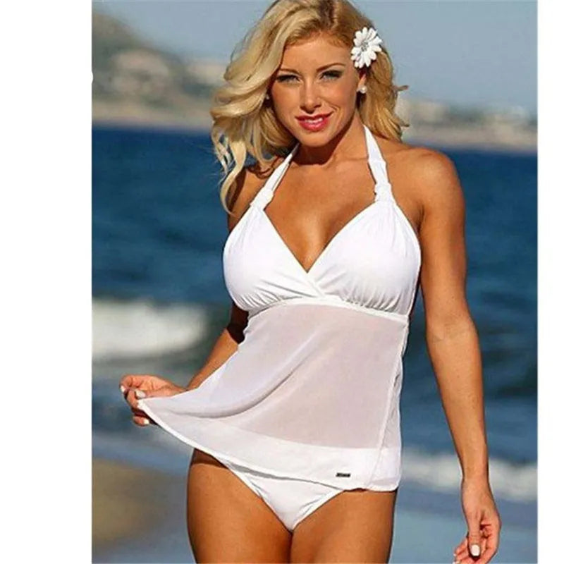 Tankini 2024 Women Swimsuits Two Piece Bikini Set Brazilian Swimwear Vintage Padded Bathing Suit Female Beachwear Plus Size 3XL