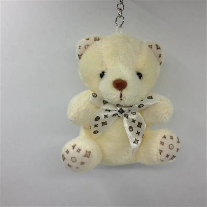1PCS 10cm Plush Stuffed Bear with Bow Knotted Pendant Lovely 4 Colors Soft Toy Valentine's Day Gift for Children