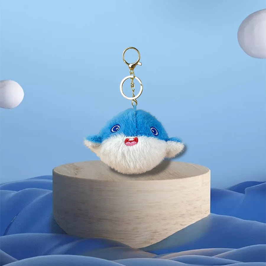Cute Cartoon Ocean Small Animals Stuffed Plush Pendant Keychain Shark Dolphin Octopus Doll Toy Merlocool 10cm PP Cotton Padding